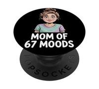Mom of 67 Moods Funny Cartoon Expression Mom 67 Meme PopSockets PopGrip Adhesivo