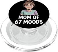 Mom of 67 Moods Funny Cartoon Expression Mom 67 Meme PopSockets PopGrip para MagSafe