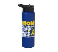 Mom of a Warrior Childhood Cancer Awareness Family Matching Stainless Steel Insulated Water Bottle