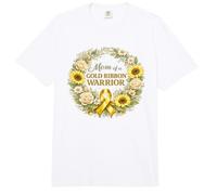 Mom of Golden Ribbon Warrior concienciación sobre el cáncer Comfort Colors Adult Heavyweight T-Shirt