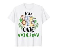 Mom of The Wild One Zoo Cumpleaños Safari Jungle Animal Camiseta