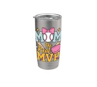 Mom, The Real Most Valuable Person, Funny Baseball Vaso térmico de acero inoxidable de doble pared