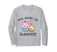 Mom You'Re The Sweetest Cute Kawaii Cupcake Madre Diseño Manga Larga