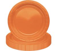 MOMAHUA 16 piezas de platos de papel 23 cm / 9 pulgadas - Platos gruesos y resistentes de color naranja para fiestas - Resistente a la grasa - Diseño elegante y moderno para decoración de cumpleaños