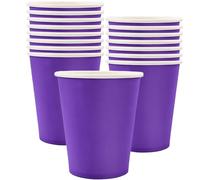 MOMAHUA 16 tazas de fiesta, taza de papel púrpura para cumpleaños, tazas de cumpleaños de 9 oz/250 ml de color sólido, vajilla para decoración de mesa, suministros temáticos para boda, picnic, fiesta