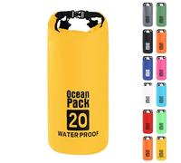 MOMAHUA 20L Bolsa Estanca,Amarillo Bolsa Impermeable Bolsa Seca Mochila Estanca con No Correas,2L/5L/10L/15L/20L/25L/30L Dry Bag para Camping,Pesca,Rafting,Ciclismo