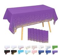 MOMAHUA Pack de 6 Manteles Plásticos - Morado Oscuro con Dorados de Lunares - 137x274 cm Mantel Rectangular para Fiestas de Cumpleaños, Decoración de Mesas para Eventos Deportivos y Celebraciones