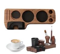 MOMAHUA Tamper de Café de Madera, Estación de Tamping de Espresso para Portafiltros de 51mm/53mm/58mm, Distribuidor, Tamper, Puck Screen, Cepillo de Limpieza, Soporte de Accesorios de Café de Madera