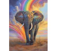 MOMAKA Diamond Painting Kit Elefante, 5D Kits de Pintura de Diamantes Animales Del Arcoiris, Bordado Pintura de Diamantes de Imitación Punto de Cruz por Números para Decoración de Pared Hogar 30x40 cm