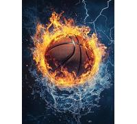 MOMAKA DIY Diamond Painting Kit Futbol Agua Fuego, 5D Kits de Pintura de Diamantes Deportes, Bordado Pintura de Diamantes de Imitación Punto de Cruz por Números para Decoración de Pared Hogar 30x40 cm