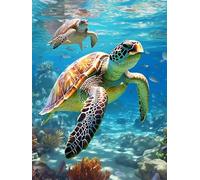 MOMAKA DIY Diamond Painting Kit Tortuga Marina, 5D Kits de Pintura de Diamantes Animal, Bordado Pintura de Diamantes de Imitación Punto de Cruz por Números para Decoración de Pared Hogar 30x40 cm