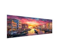 MOMAKA Grande Diamond Painting Kit Ciudad, 5D DIY Kits de Pintura Diamante Atardecer, Bordado Pintura de Diamantes de Imitación Punto de Cruz por Números para Decoración de Pared Hogar 30x80 cm