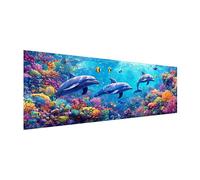 MOMAKA Grande Diamond Painting Kit Delfines, 5D DIY Kits de Pintura Diamante Animales, Bordado Pintura de Diamantes de Imitación Punto de Cruz por Números para Decoración de Pared Hogar 30x80 cm