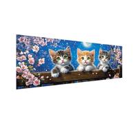 MOMAKA Grande Diamond Painting Kit Gato, 5D DIY Kits de Pintura Diamante Animales Y Flores, Bordado Pintura de Diamantes de Imitación Punto de Cruz por Números para Decoración de Pared Hogar 30x80 cm