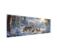 MOMAKA Grande Diamond Painting Kit Lobo, DIY Kits de Pintura Diamante Animales De Invierno, Bordado Pintura de Diamantes de Imitación Punto de Cruz por Números para Decoración de Pared Hogar 30x80 cm