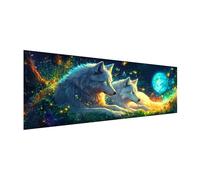 MOMAKA Grande Diamond Painting Kit Lobo Lunar, 5D DIY Kits de Pintura Diamante Animales, Bordado Pintura de Diamantes de Imitación Punto de Cruz por Números para Decoración de Pared Hogar 30x80 cm