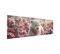 MOMAKA Grande Diamond Painting Kit Oso Polar, 5D Kits de Pintura Diamante Animales Y Flores, Bordado Pintura de Diamantes de Imitación Punto de Cruz por Números para Decoración de Pared Hogar 30x80 cm