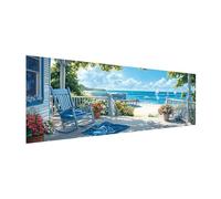 MOMAKA Grande Diamond Painting Kit Paisaje, 5D DIY Kits de Pintura Diamante Mar, Bordado Pintura de Diamantes de Imitación Punto de Cruz por Números para Decoración de Pared Hogar 30x80 cm