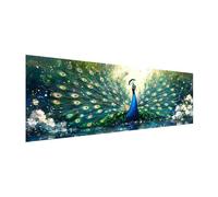 MOMAKA Grande Diamond Painting Kit Pavo Real, 5D DIY Kits de Pintura Diamante Animales, Bordado Pintura de Diamantes de Imitación Punto de Cruz por Números para Decoración de Pared Hogar 30x80 cm