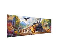 MOMAKA Grande Diamond Painting Kit Trenes, 5D DIY Kits de Pintura Diamante Perro, Bordado Pintura de Diamantes de Imitación Punto de Cruz por Números para Decoración de Pared Hogar 30x80 cm