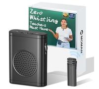 Moman Amplificador de voz con micrófono Lavalier inalámbrico, altavoz portátil de baja latencia con silbato cero, sistema PA personal con micrófono inalámbrico de clip para profesores, aula, yoga