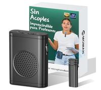 Moman Amplificador de Voz con Micrófono Lavalier Inalámbrico, Altavoz Portátil de Baja Latencia Sin Acoples, Sistema de PA Personal para Profesores, Aulas, Yoga, Formación