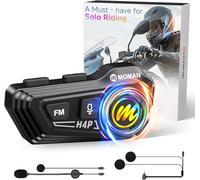 Moman Auriculares Casco Moto, RS-H4P Manos Libres Auriculares Inalámbricos 5.1 HiFi Estéreo Dual Reducción de Ruido【Versión Nueva】en RGB/Radio FM/Botón Apto para Guantes/Asistente de Voz