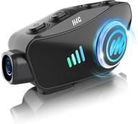 Moman Auriculares Moto con Cámara, H4C con 【1080P Cámara】 Gran Angular 120° Grabación 360° Casco de Moto Auricular HiFi para Una Sola Persona Inalámbrico con Tarjeta 32G IPX6 Impermeable AI Asistente