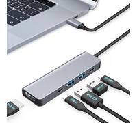 Moman Docking Station USB, Hub USB C 5 en 1 con 100W PD, HDMI 4K@30Hz, 5Gbps USB 3.0, 2.0, USB C, Adaptador Multipuerto para Ratón, Teclado, Disco U, Disco Duro, Móvil