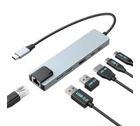 Moman Docking Station USB, Hub USB C 6 en 1 con 100W PD, 4K@30Hz HDMI, RJ45 Ethernet, 5Gbps USB 3.0, USB 2.0, USB C para Ratón, Teclado, Disco U, Disco Duro, Móvil