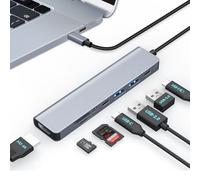Moman Docking Station USB, Hub USB C 7 en 1 con 100W PD, 4K@30Hz HDMI, 5Gbps USB 3.0, 2.0, USB C, Lector de Tarjetas SD/TF para Ratón, Teclado, Disco U, Disco Duro, Móvil