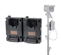 Moman DVBP Doble Adaptador de Placa de V Mount Batería, 2 en 1 Plate Adaptadora de batería con Dos Salidas de Puerto D-Tap y Dos Indicadores para Mini Battery V-Mount como Moman Power Serie