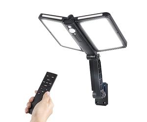 Moman Foco Solar Exterior, 218LED Luz Exterior Pared con Sensor di Movumiento 5 Modos 4400mAh Impermeable IP65 Farola Solar con Control Remoto para Garaje Jardín Patio, Luz-Solar-Exterior-Foco-Farola