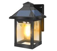 Moman Foco Solar Exterior con Sensor de Movimiento, Farola Solar Vintage 3 Modos, Impermeable IP65, Luz Solar para Jardín, Patio, Garaje, Pared, Exteriores