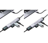 Moman Hub USB C de 4 Puertos con Puerto 3.0, 2.0 y Tipo C, Adaptador Múltiple de 5 Gbps para Ratón, Teclado, Disco U, Unidad Flash, Móvil (Paquete de 2)