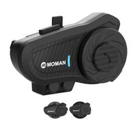 Moman Intercomunicador Casco Moto, H2Pro 2 Vías Intercomunicador Universal 1000M DSP＆CVC Reducción de Ruido Manos Libres Moto Auriculares/Impermeable/Compartir Música/AI Voz (1 Pieza,Negro)