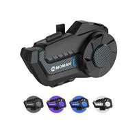 Moman Intercomunicador Casco Moto, H2Pro 2 Vías Intercomunicador Universal para Motocicleta 1000M DSP＆CVC Reducción de Ruido Manos Libres Moto Auriculares/Compartir Música/(1 Pieza,Fibra de Carbono)