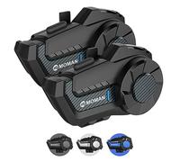 Moman Intercomunicador Casco Moto, H2Pro 2 Vías Intercomunicador Universal para Motocicleta 1000M DSP＆CVC Reducción de Ruido Manos Libres Moto Auriculares/Compartir Música/(2 Pieza,Fibra de Carbono)