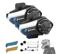 Moman Intercomunicador Casco Moto, H2S 2 Vías Sistema de Comunicación 1000M ENC&DSP&CVC Reducción de Ruido Audio Multitarea Manos Libres Auriculares con HiFi/Compartir Música/FM/AI Voz (1 Pieza)