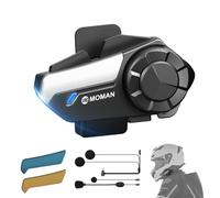 Moman Intercomunicador Casco Moto, H2S 2 Vías Sistema de Comunicación 1000M ENC&DSP&CVC Reducción de Ruido Audio Multitarea Manos Libres Auriculares con HiFi/Compartir Música/FM/AI Voz (1 Pieza)