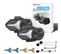 Moman Intercomunicador de motocicleta, sistemas de comunicación de intercomunicación grupal, FM, estéreo de alta fidelidad, cancelación de ruido CVC, auriculares con altavoz BT5.1 impermeables