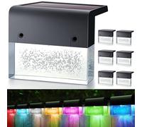 Moman Luces Solares Exterior Jardin, 6 Pcs Luz Solar LED con Efecto de Luz Blanco Cálido & 7 Colores Cambiantes IP55 Impermeable para Valla Patio Escaleras(Cuboide), Luz-Solar-Exterior-Jardín-Luces