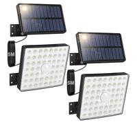 Moman Luz Solar Exterior con sensor de movimiento, IP65 Impermeable Luces solares de seguridad 2-Paquete, 4 Modos luz de inundación para Jardín, Garaje, Calle, Patio, Puerta
