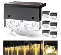 Moman Luz Solar Exterior jardin, 6 Piezas Luces Solares LED con Luz Blanco Cálido 2 Modos IP55 Impermeable 600mAh para Valla Patio Escaleras Escalones(YuanBao), Luces-Solares-Exterior-Jardín-Luz