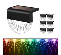 Moman Luz Solar para Exterior - 6 Piezas LED con Luz Blanco Cálido & 7 Colores Cambiantes, IP55 Impermeable para Valla, Patio, Escaleras (Concha)