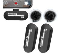 Moman Micrófono de Solapa Inalámbrico 【Tipo-C&USB】 2,4GHz Micrófono Lavalier con Función de Silencio con un Toque para Grabación Live Entrevistas Teléfonos Micrófono-Solapa-Inalambrico-Smartphone-USB