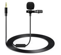 Moman Micrófono de Solapa Lavalier, micrófono de Clip omnidireccional de 3,5 mm TRS, 2,5 m para cámara DSLR, videocámara, PC, portátil, Ideal para Youtube, entrevistas, V01CP micrófono de Mano Mini