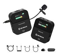 Moman Micrófono inalámbrico Lavalier C2 2,4 G, micrófono de Solapa inalámbrico, 70 m, 8H, para Clase en línea, Vlog Live Stream Youtube para cámara, Smartphone, Tablet