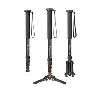 Moman Monopie, MA65 Monopie de Cámara de Aluminio con pies, Monopie Portátil para Fotografía y Viajes, 5 Secciones hasta 165cm Capacidad de Carga 10 kg, Negro Naranja