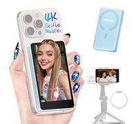 Moman Pantalla Monitor de Selfie 4K/1080p para iPhone y Android, Monitor Magnético Inalámbrico 50m Cámara Posterior para Selfie Vlog TikTok Live Streaming - Azul